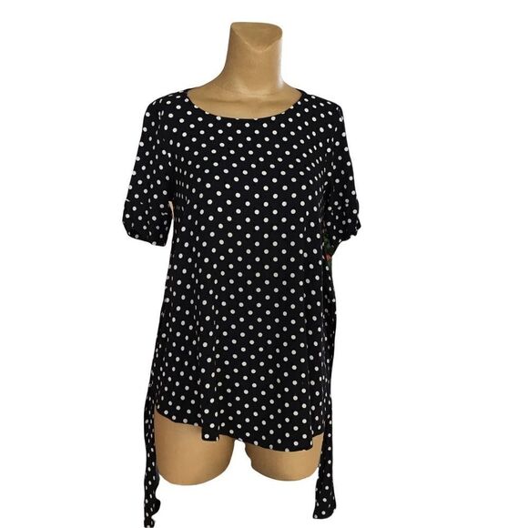 Isabella Oliver black polka dot top maternity with waist tie - Picture 1 of 9